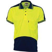 DNC HiVis Micromesh Panel Short Sleeve Polo -3891-Queensland Workwear Supplies