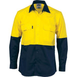 DNC HiVis Vertical Vented Long Sleeve Cotton Shirt - 3732-Queensland Workwear Supplies