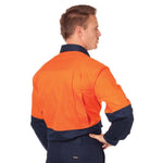 DNC HiVis Vertical Vented Long Sleeve Cotton Shirt - 3732-Queensland Workwear Supplies