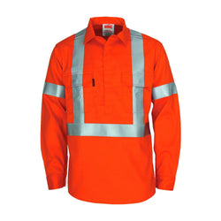 DNC Patron Saint Taped HiVis Flame Retardant & Arc Rated X-Back Long Sleeve Mens Shirt - 3408