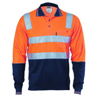 DNC Taped HiVis 2-Tone Cotton Back Long Sleeve Polo - 3818-Queensland Workwear Supplies