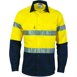 DNC Taped HiVis 2-Tone Long Sleeve Drill Shirt - 3536