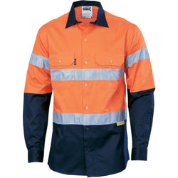 DNC Taped HiVis 2-Tone Long Sleeve Drill Shirt - 3836