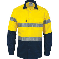 DNC Taped HiVis 2-Tone Long Sleeve Drill Shirt - 3982