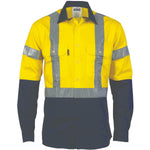 DNC Taped HiVis 2-Tone Long Sleeve Drill Shirt - 3983-Queensland Workwear Supplies