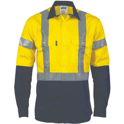 DNC Taped HiVis 2-Tone Long Sleeve Drill Shirt - 3983