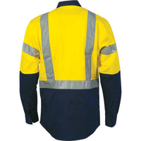 DNC Taped HiVis 2-Tone Long Sleeve Drill Shirt - 3983-Queensland Workwear Supplies