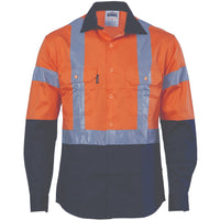 DNC Taped HiVis 2-Tone Long Sleeve Drill Shirt - 3983-Queensland Workwear Supplies