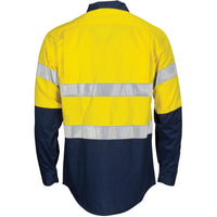 DNC Taped HiVis 2-Tone Regular Weight Long Sleeve Cotton Shirt - 3782-Queensland Workwear Supplies