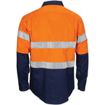 DNC Taped HiVis 2-Tone Regular Weight Long Sleeve Cotton Shirt - 3782-Queensland Workwear Supplies