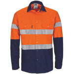 DNC Taped HiVis 2-Tone Regular Weight Long Sleeve Cotton Shirt - 3782-Queensland Workwear Supplies