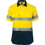 DNC Taped HiVis 2-Tone Short Sleeve Cotton Drill Shirt - 3833-Queensland Workwear Supplies