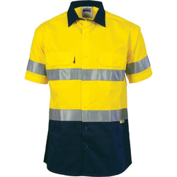 DNC Taped HiVis 2-Tone Short Sleeve Cotton Drill Shirt - 3833