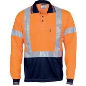 DNC Taped HiVis 2-Tone X-Back Long Sleeve Polo - 3714