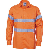 DNC Taped HiVis Cool-Breeze Cotton Long Sleeve Shirt - 3987-Queensland Workwear Supplies