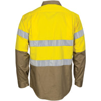 DNC Taped HiVis Cool-Breeze Light Weight Long Sleeve Cotton Gusset Shirt - 3784-Queensland Workwear Supplies