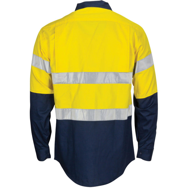 DNC Taped HiVis Cool-Breeze Light Weight Long Sleeve Cotton Gusset Shirt - 3784-Queensland Workwear Supplies