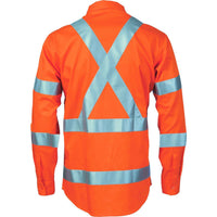 DNC Taped HiVis Cool-Breeze Long Sleeve Cotton Shirt NSW Rail Compliant - 3789-Queensland Workwear Supplies