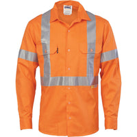 DNC Taped HiVis Cool-Breeze X-Back Long Sleeve Shirt - 3946-Queensland Workwear Supplies