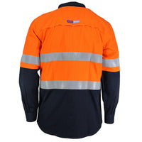 DNC Taped HiVis Flame Retardant & Arc HRC1 2-Tone Lightweight Long Sleeve Shirt - 3445-Queensland Workwear Supplies