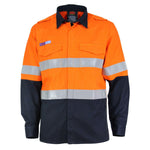 DNC Taped HiVis Flame Retardant & Arc HRC1 2-Tone Lightweight Long Sleeve Shirt - 3445-Queensland Workwear Supplies