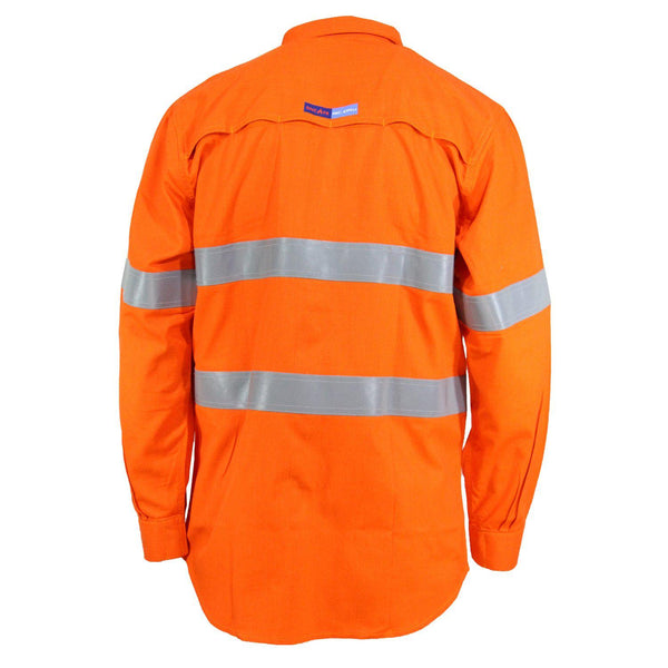 DNC Taped HiVis Flame Retardant & Arc HRC1 Lightweight Long Sleeve Shirt - 3446-Queensland Workwear Supplies