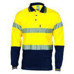 DNC Taped HiVis Jersey Long Sleeve Polo - 3916-Queensland Workwear Supplies