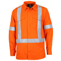 DNC Taped HiVis With X-Back Flame Retardant & Arc Rated HRC1 Lightweight Long Sleeve Shirt - 3448-Queensland Workwear Supplies