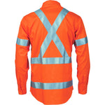 DNC Taped HiVis X-Back Long Sleeve Cotton Shirt - 3546-Queensland Workwear Supplies