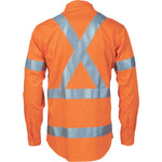 DNC Taped HiVis X-Back Long Sleeve Cotton Shirt - 3746-Queensland Workwear Supplies