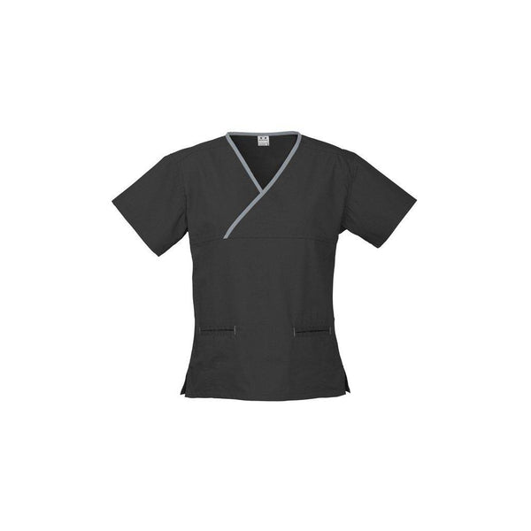 Fashion Biz Ladies Contrast Crossover Scrubs Top - H10722-Queensland Workwear Supplies